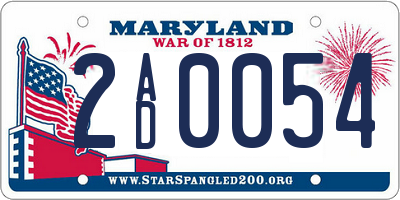 MD license plate 2AD0054