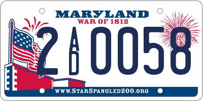 MD license plate 2AD0058