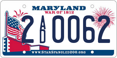MD license plate 2AD0062