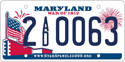 MD license plate 2AD0063