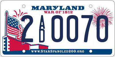 MD license plate 2AD0070