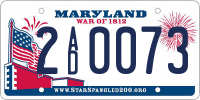 MD license plate 2AD0073