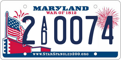 MD license plate 2AD0074
