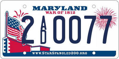 MD license plate 2AD0077