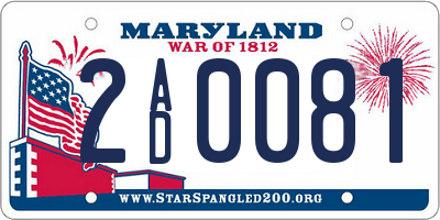 MD license plate 2AD0081