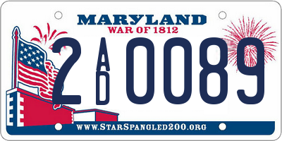 MD license plate 2AD0089