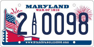 MD license plate 2AD0098