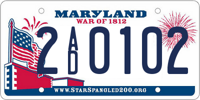MD license plate 2AD0102