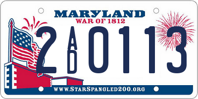 MD license plate 2AD0113