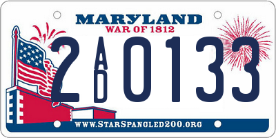 MD license plate 2AD0133