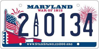 MD license plate 2AD0134