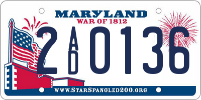 MD license plate 2AD0136