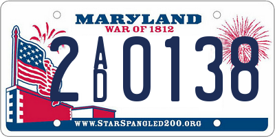 MD license plate 2AD0138