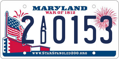 MD license plate 2AD0153