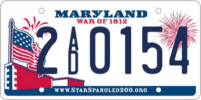 MD license plate 2AD0154