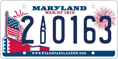 MD license plate 2AD0163
