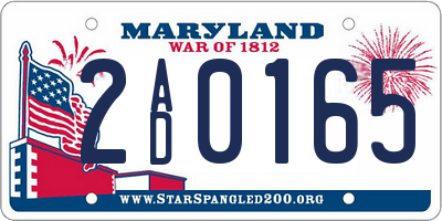 MD license plate 2AD0165