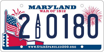 MD license plate 2AD0180