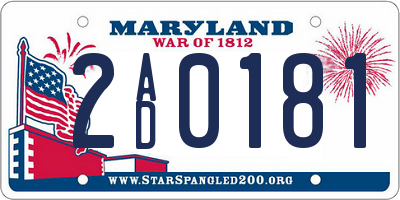 MD license plate 2AD0181