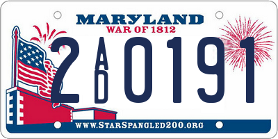 MD license plate 2AD0191