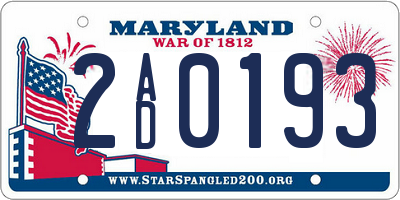 MD license plate 2AD0193