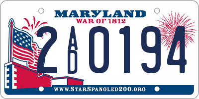 MD license plate 2AD0194