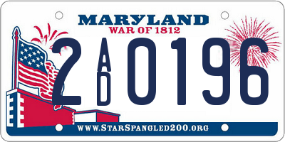 MD license plate 2AD0196