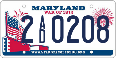 MD license plate 2AD0208