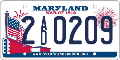 MD license plate 2AD0209
