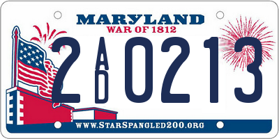 MD license plate 2AD0213
