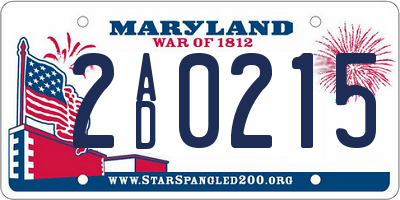 MD license plate 2AD0215
