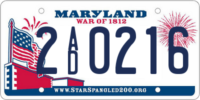 MD license plate 2AD0216