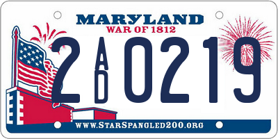 MD license plate 2AD0219
