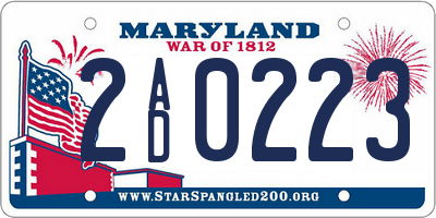 MD license plate 2AD0223