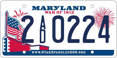 MD license plate 2AD0224