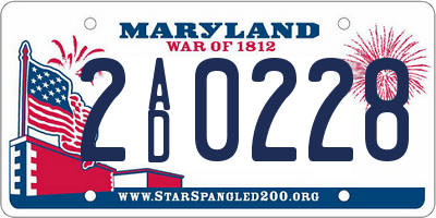 MD license plate 2AD0228