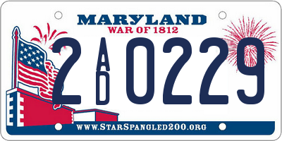 MD license plate 2AD0229