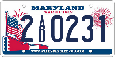 MD license plate 2AD0231