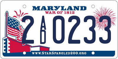 MD license plate 2AD0233