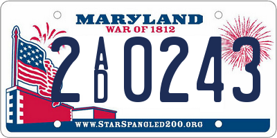 MD license plate 2AD0243