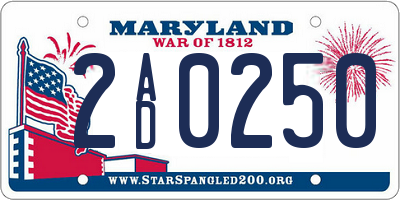 MD license plate 2AD0250