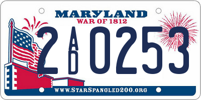 MD license plate 2AD0253