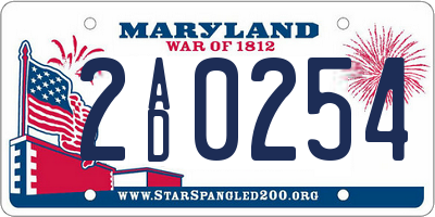 MD license plate 2AD0254