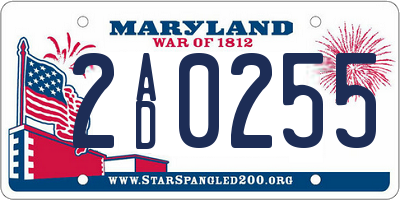 MD license plate 2AD0255