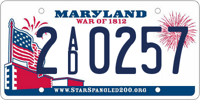 MD license plate 2AD0257