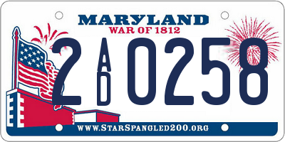 MD license plate 2AD0258