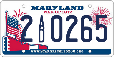 MD license plate 2AD0265