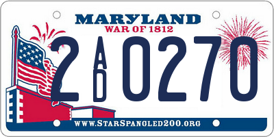 MD license plate 2AD0270