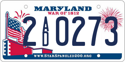 MD license plate 2AD0273