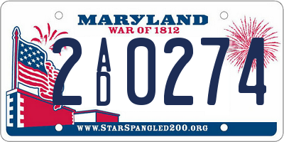MD license plate 2AD0274